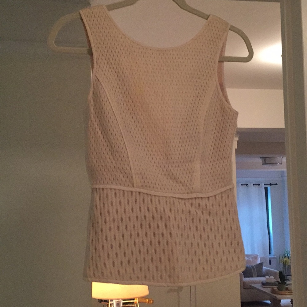 Tibi Cream Woven Peplum Top
